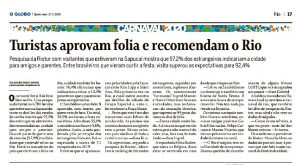 turistas provam carnaval carioca
